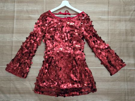 🆕 Rotes Pailletten Mini-Kleid - S - Eyecatcher
