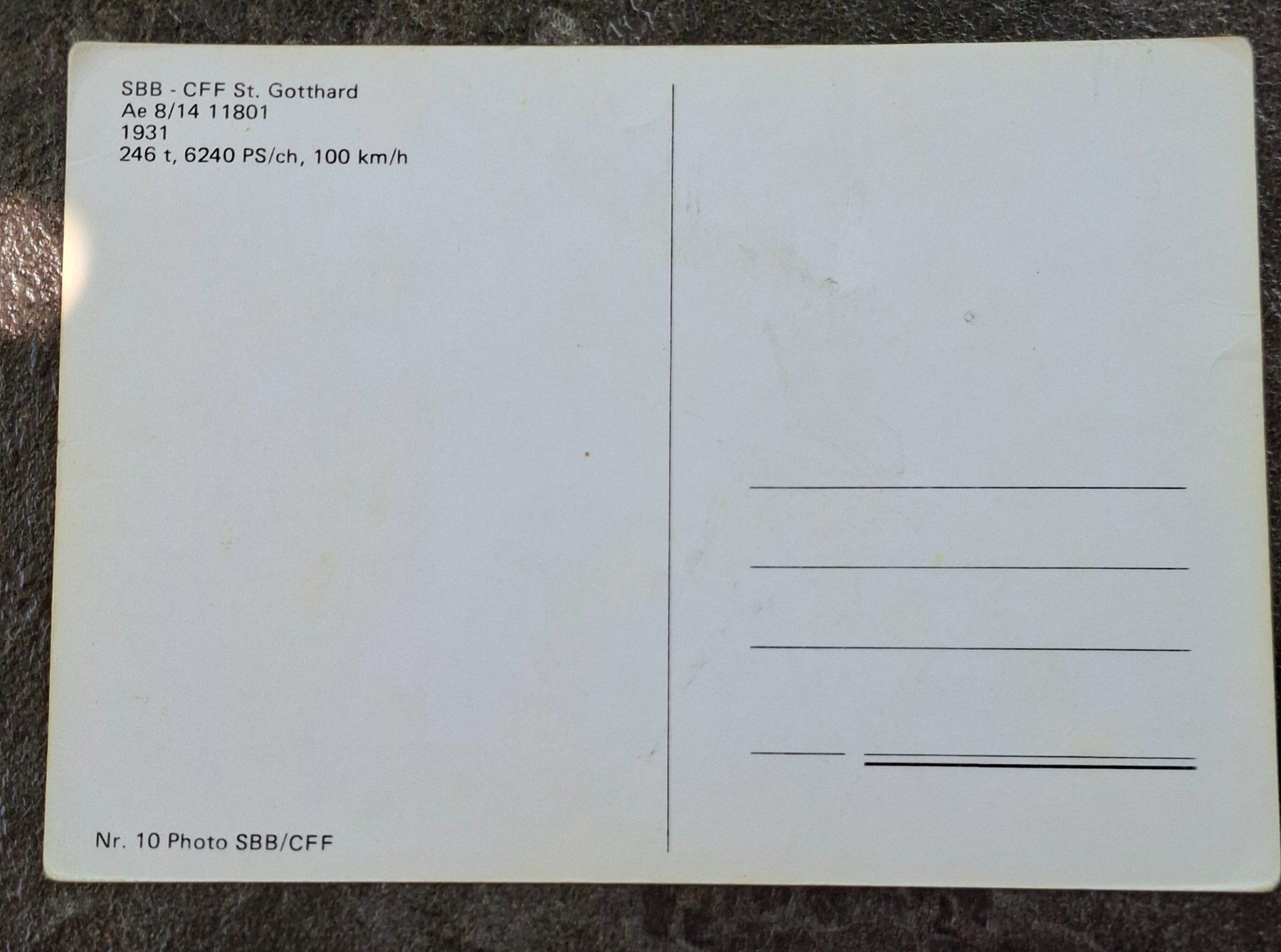 Cartoline postali: Ansichtskarte SBB Ae 8/14 11801 St. Gotthard 1931 – Usato da Siebnen venduto da Leissav 1