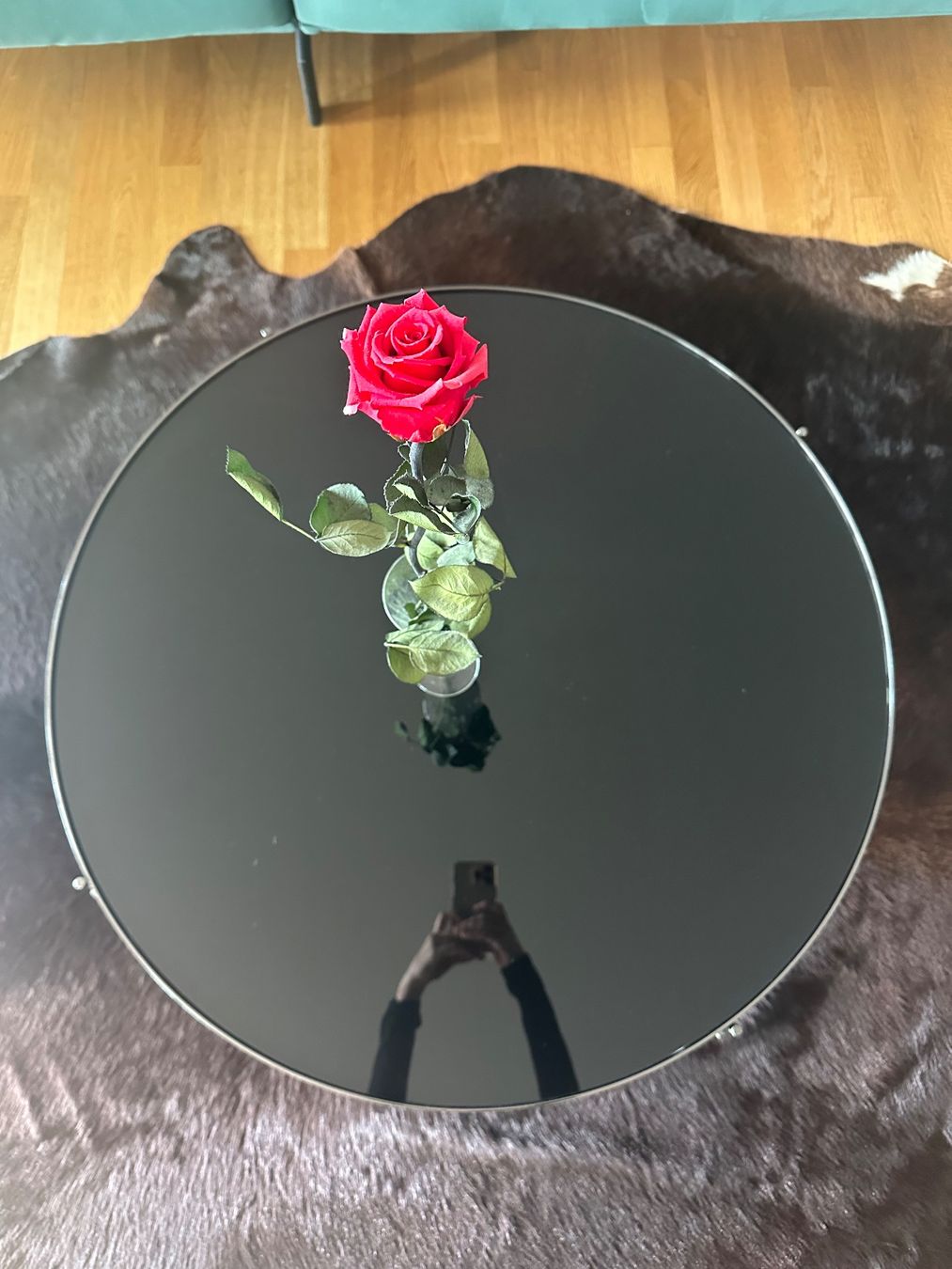Tavoli: Runder Glastisch schwarz D: 82 cm – Usato da Winterthur venduto da dia_gtq2 2