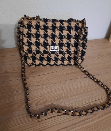 Petit Sa élégant pied-de-poule avec double chaînette