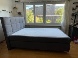 Lit BOXSPRING 140 x 200 gris anthracite