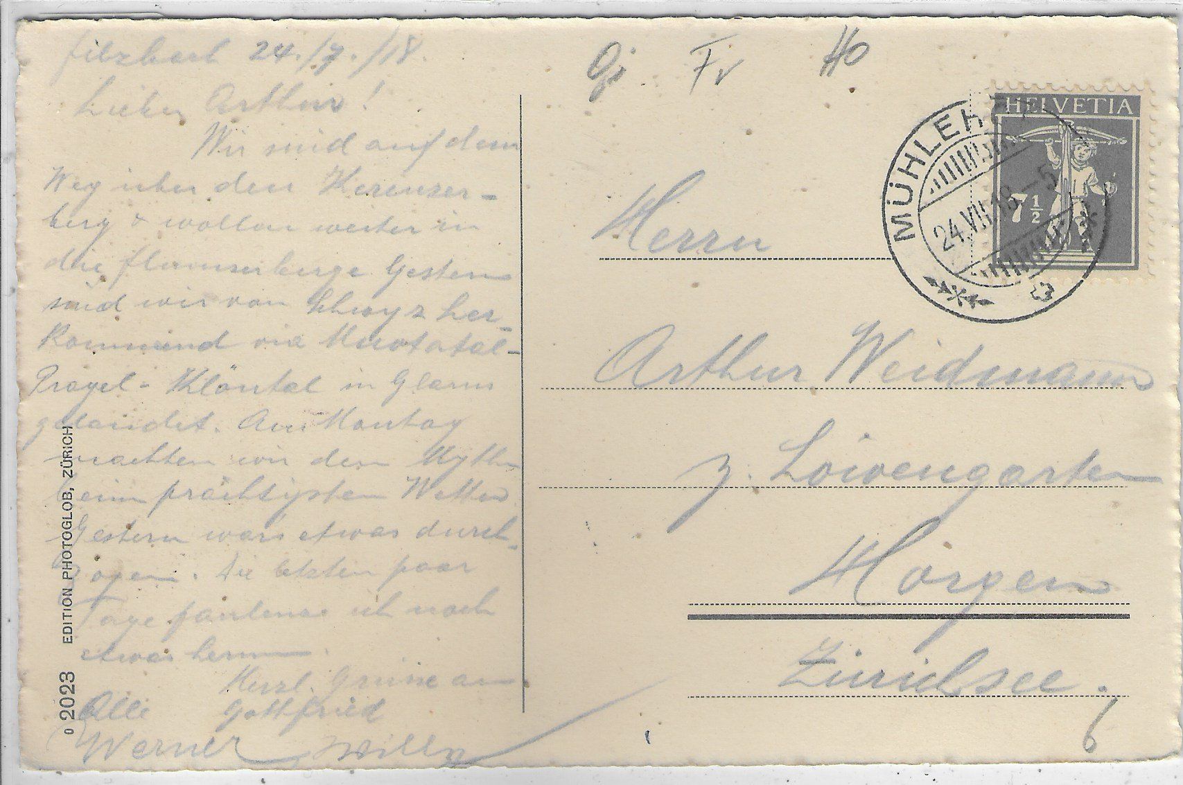 Cartoline postali: Walensee - Churfirsten von Alp Firz – Usato da Ettingen venduto da Kartenplanet 1