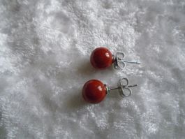 Ohrstecker mit Jaspis-rot versilbert