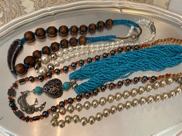 Lot 5 colliers vintage en perles de verre,hématite,…