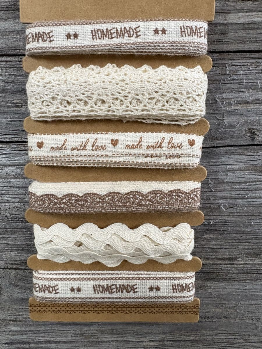 Tessuti: 6 x 1.5cm Dekoband beige/braun – Nuovo e nell'imballaggio originale da Kesswil venduto da Nicole220870 1