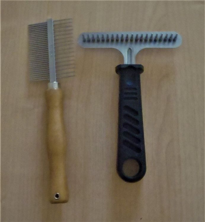 Culinavog 2 Stück Hundekamm Set - Edelstahl Fellkamm Mit Holzgriff