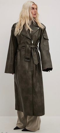 NA-KD Maxi Bikerjacke aus PU Gr. 38