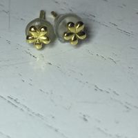 Small Flower Stud Earrings Gold Tone Metal Pair