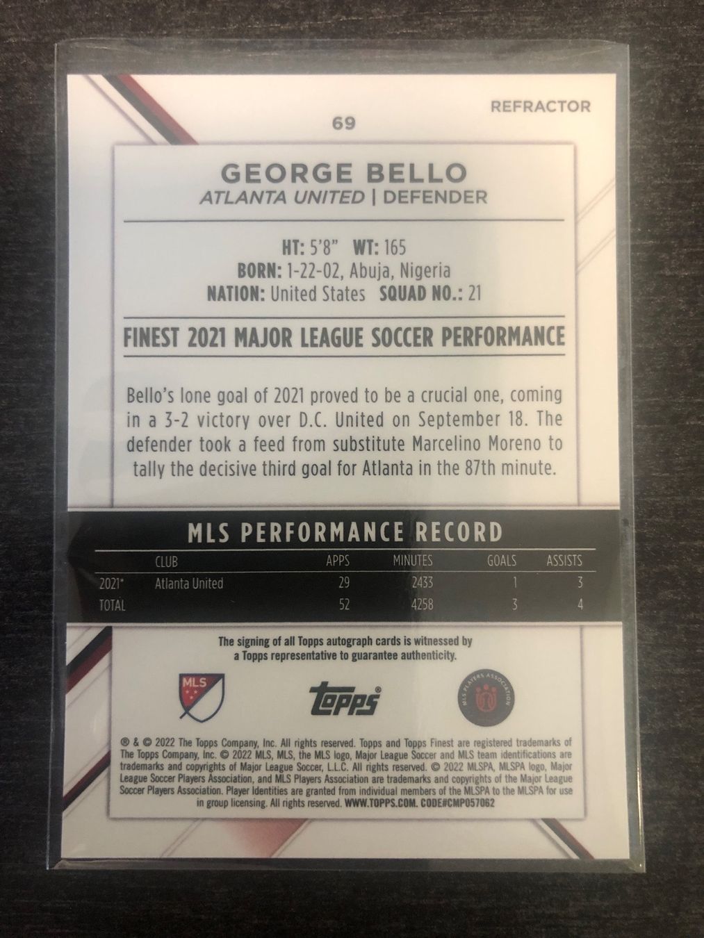 Topps Carte collezionabili: Topps Finest George Bello Autogramm – Usato da Wangenried venduto da Garagara 1