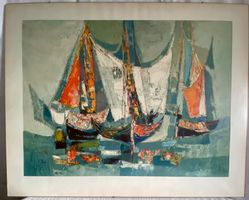 Kunstprint René Margotton - Boote (Vintage Litho)