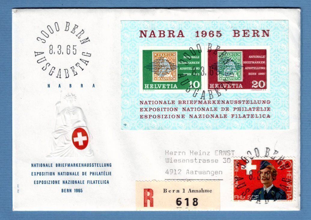 Tutti i francobolli: 1965 NABRA Ersttagsbrief- Eingeschrieben – Nuovo (secondo la descrizione) da Bützberg venduto da Die.6.a 1