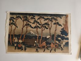 estampe japonaise paysage montagne impression ancien 