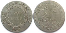 GENF 3 Sols 1795 ohne * neben Jahreszahl