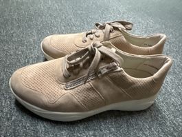 Damen Sneaker Solidus Wildleder beige mit Reissverschluss