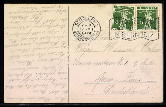 Ansichtskarten: Sankt Gallen, Ortspartie und Scheffelste – Gebraucht aus Berlin von bartko-reher 1