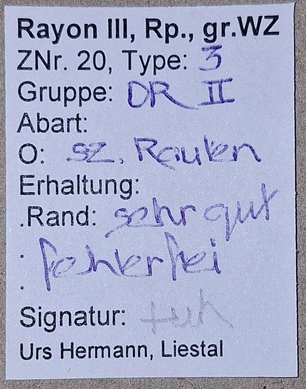 Tutti i francobolli: Rayon Nr. 20 Typ 7 mit Befund  – Usato da Balgach venduto da SIMEON27 2