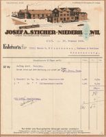 Alte Rechnung Josef A. Sticher Niederhallwil 1928