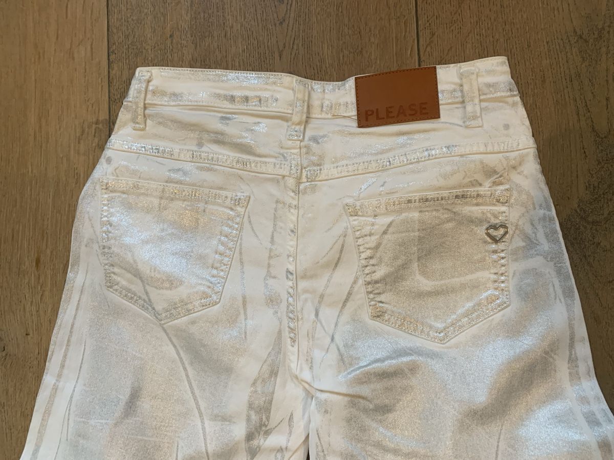 Please Jeans Jeans: Please Jeans, weiss mit Silber, L, wide cut – Usato da Thierachern venduto da reten 3