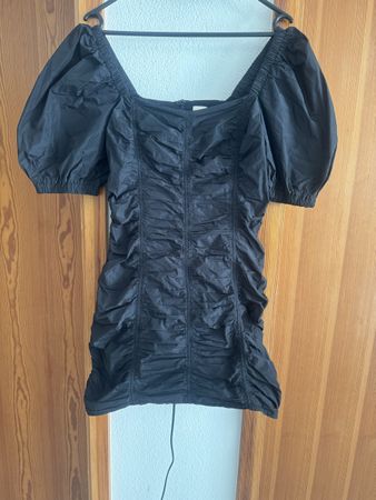Vestito nero elegante maniche a sbuffo taglia M