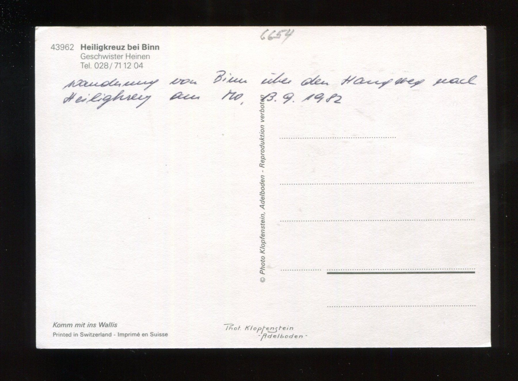 Cartoline postali: Binn, Heiligkreuz – Usato da Aarau venduto da Elmaar41 1