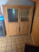 Vitrine Schrank Holz massiv Eiche 140x160x50cm