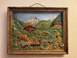 3D Wandbild Alpenlandschaft, Handgefertigtes Relief