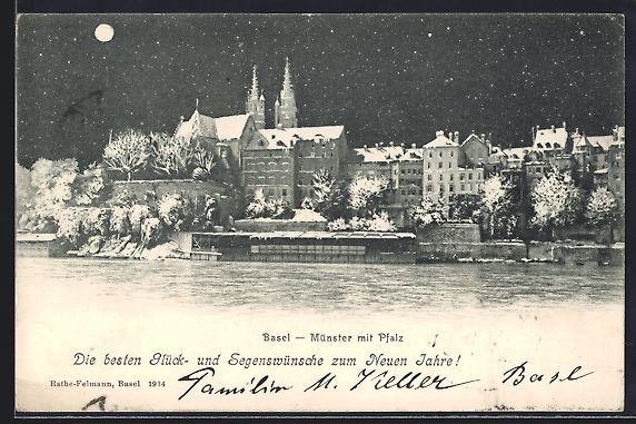 Cartoline postali: AK Basel, Münster mit Pfalz, 1903 – Usato da Berlin venduto da bartko-reher