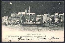 AK Basel, Münster mit Pfalz, 1903