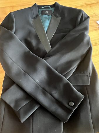 Steffen Schraut Blazer schwarz mit Leder Besatz