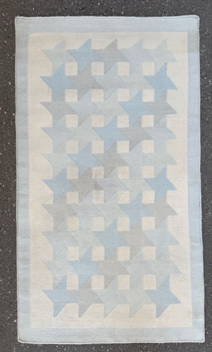 Kelim Tappeti: Schöner Handfertiger Kelim,Sternenmuster, hellblau, 91x156.c – Usato da Büron venduto da Filadefia-888