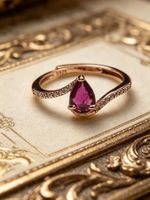 Turmalin Tropfenring  Roségold 925 Silber Ring verstellbar