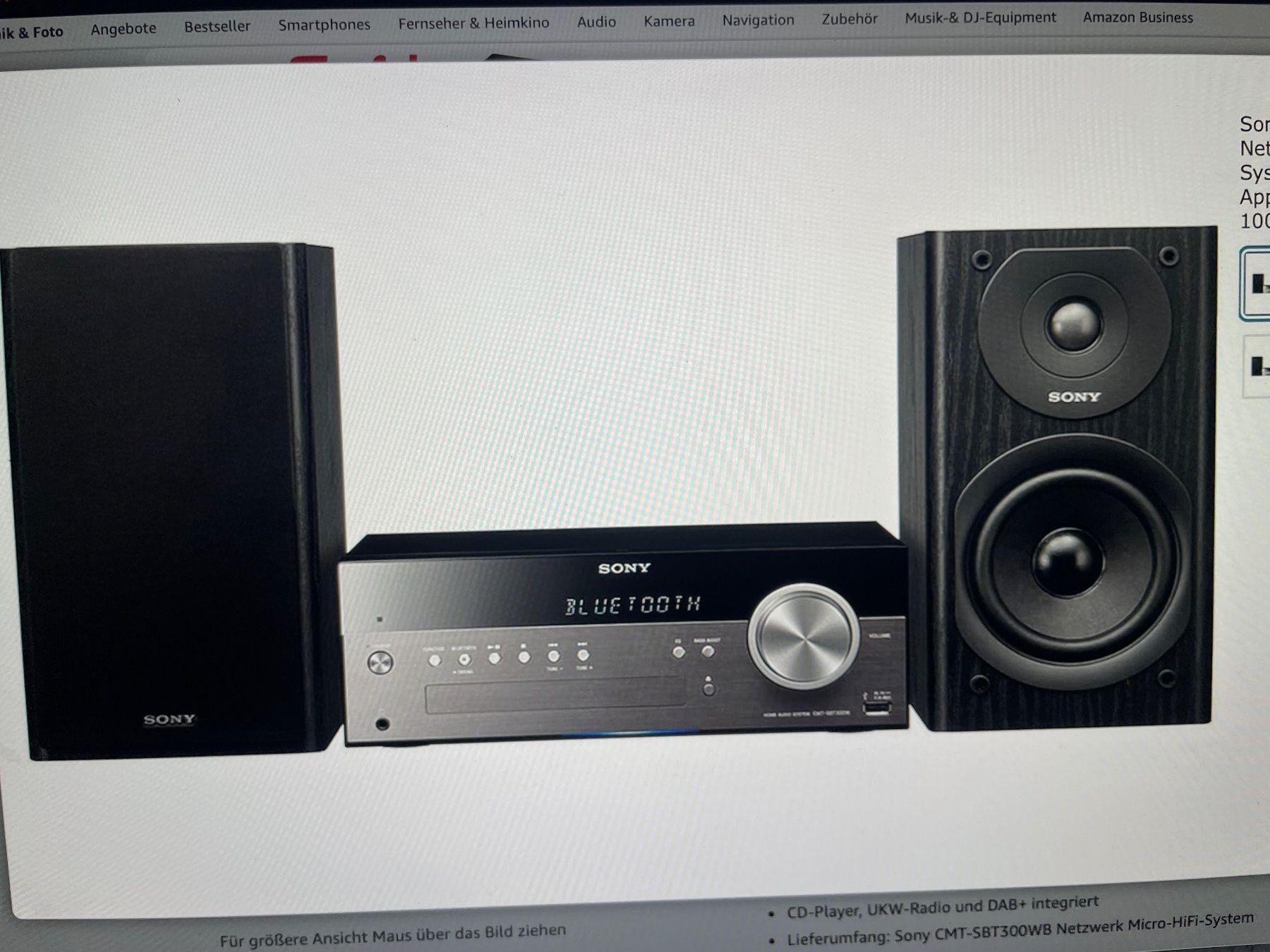 Sony Lettore multimediale & Streamer: SONY CMT-SBT300WB NETZWERK MICRO-KOMPAKT-SYSTEM – Nuovo (secondo la descrizione) da Egg b. Zürich venduto da underworld 7