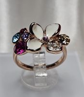 Romantischer Ring goldfarben mit Kristallen – Gr. 57 (18)