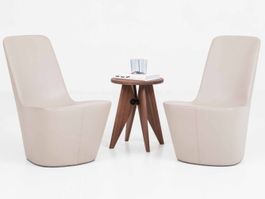 Vitra Monopod Sessel - Jasper Morrison, taupefarbenes Leder