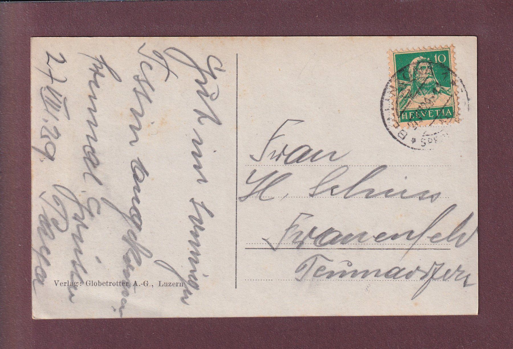 Cartoline postali: BELLINZONA - Piazza del Cattedrale - 1929 – Usato da Pully venduto da nicecards 1
