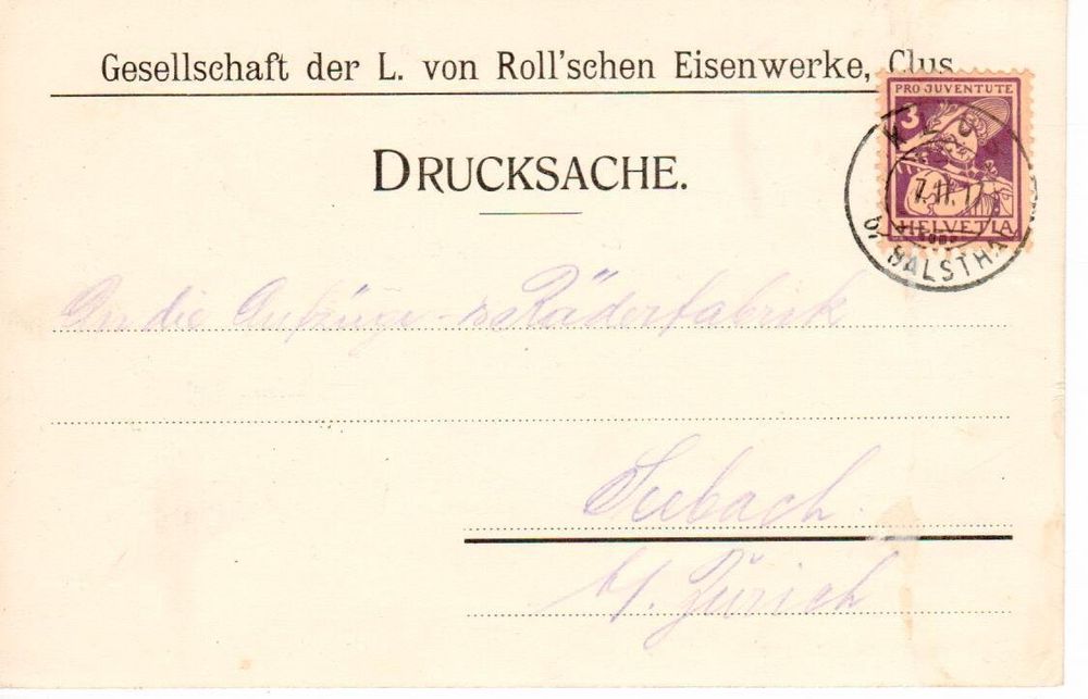 Drucksache Eisenwerke Clus 1917 Mit PJ J4 | Kaufen Auf Ricardo