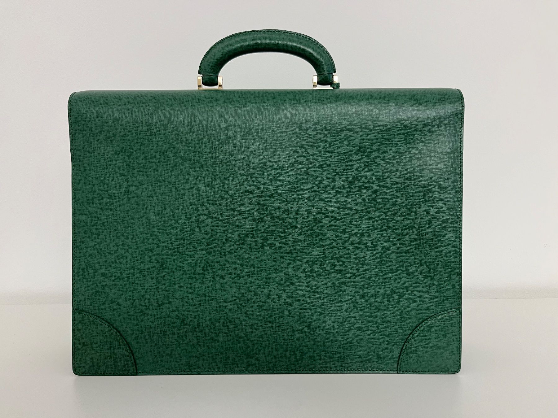 Valigie & Borse: VALEXTRA ROLEX green leather briefcase gold plated locking – Usato da Lugano venduto da LVC 1