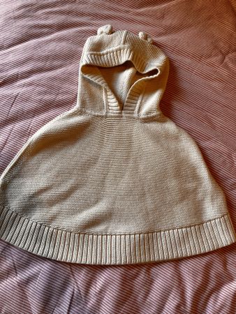Adorable beige/off white poncho with ears on hood -2 years