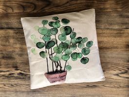 NEU Kissenbezug ca. 45 x 45 cm Ufo Pflanze Landhausstil Deko