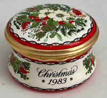 Halcyon Days Enamels, handbemaltes Weihnachtsdöschen, 1983