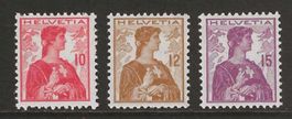 1909 : Serie Helvetia Nr. 120 - 122, postfrisch **