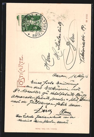 Cartoline postali: AK Aarau, Schlössli, 1916 – Usato da Berlin venduto da bartko-reher 1