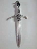 Wundervoller Metal Gothic Ketten Anhänger Schwert 925er Silb