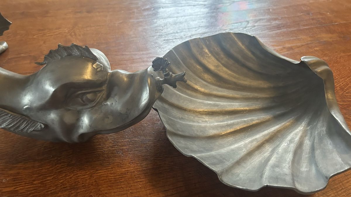 Sculture & Statue: Lavabo Delfin Muschel Zinn – Usato da Riedholz venduto da Frettchen63 8