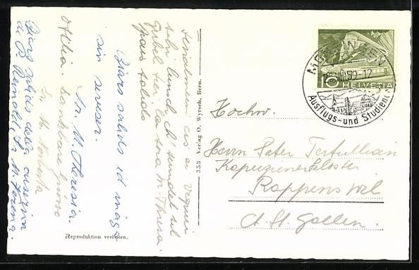 Cartoline postali: Menzingen, Kloster Gubel aus der Vogelsc – Usato da Berlin venduto da bartko-reher 1