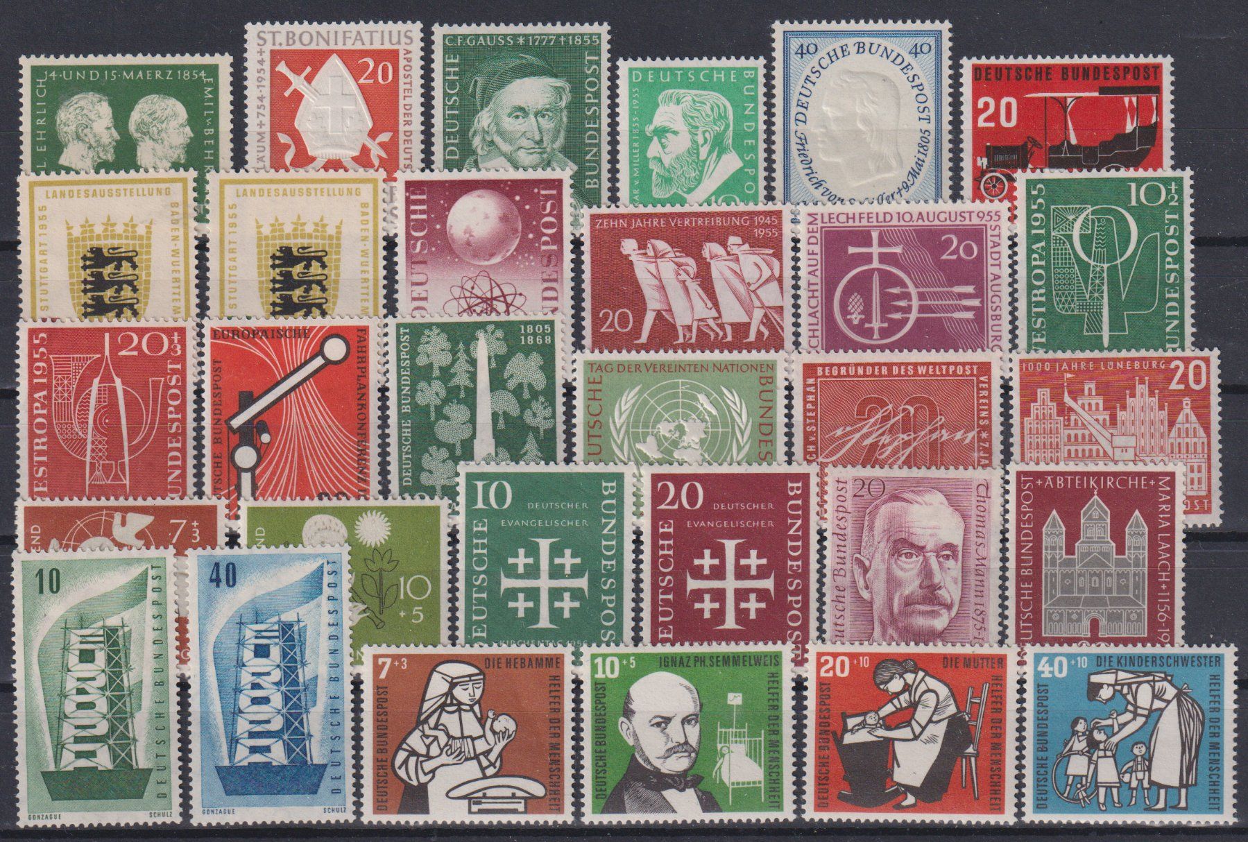 Tous les timbres: BRD 1954/56: Ausgaben ** - Kat. 200 ++ – Neuf (Voir description) à Eschlikon TG par PhilCon