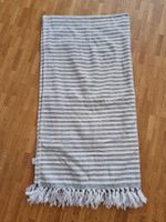 Linge de bain rayé bleu et blanc coton