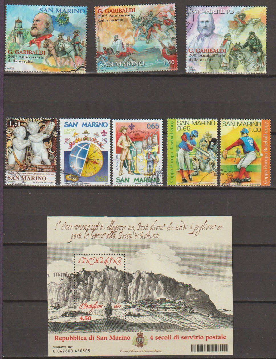 Alle Briefmarken: Saint-Marin: Garibaldi et baseball! – Gebraucht aus Crans-Montana von kira56