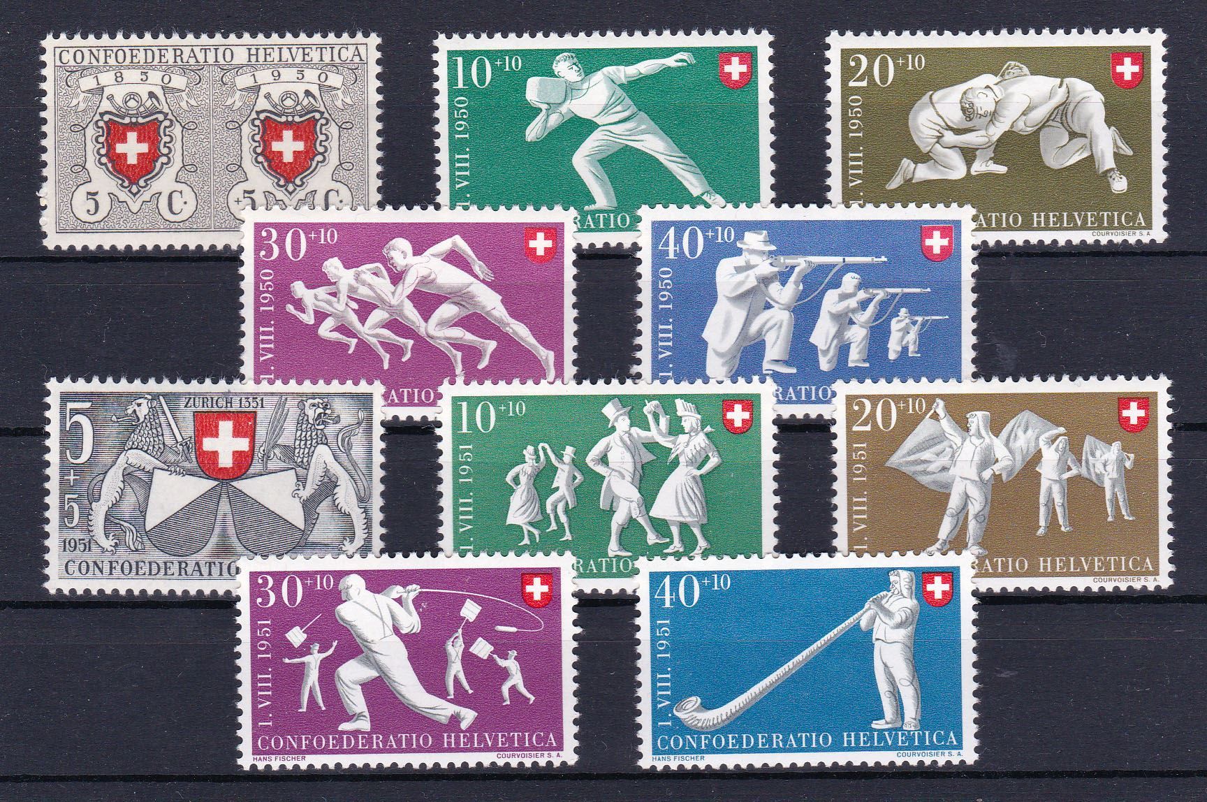 Tutti i francobolli: B46-55, postfrisch, SBK 60.- – Usato da Wenslingen venduto da riger11