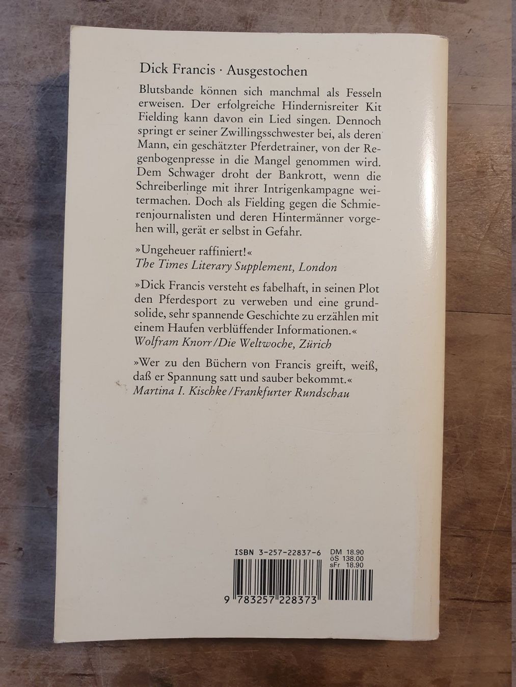 Libri: Ausgestochen Dick Francis Diogenes – Usato da Zürich venduto da loosebone 1